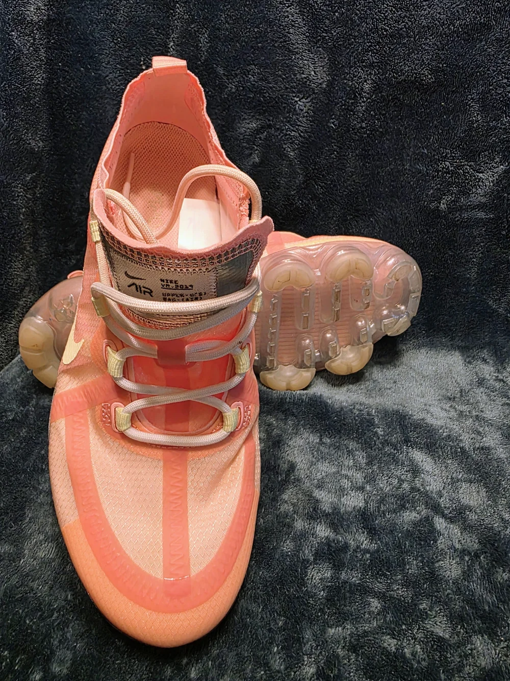 Nike Women’s VaporMax Sneakers in Coral and Yellow Accent